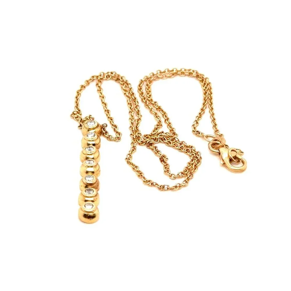 14K Gold 7-Diamonds Drop Pendant Necklace